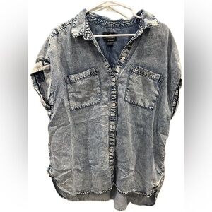 Vintage Style 80s Acid Wash Jordache Blue Denim Top